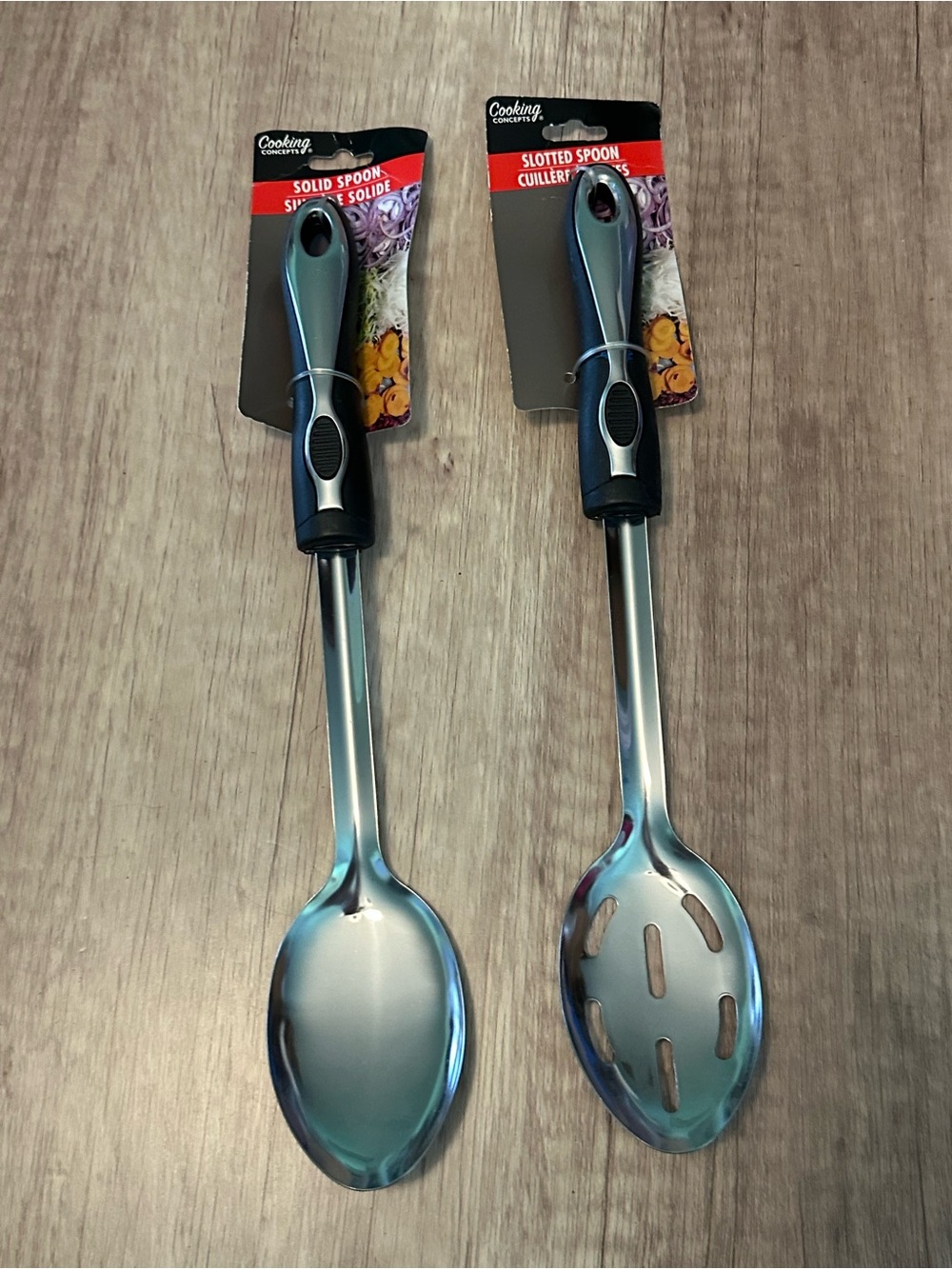 Set of 2 Stainless Steel Solid and Slotted Spoon Set. New.